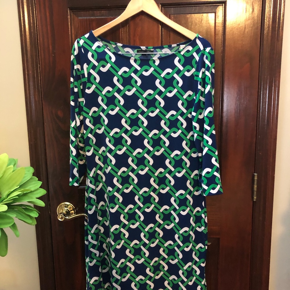 Banana Republic ☘shamrock green/navy pattern dress